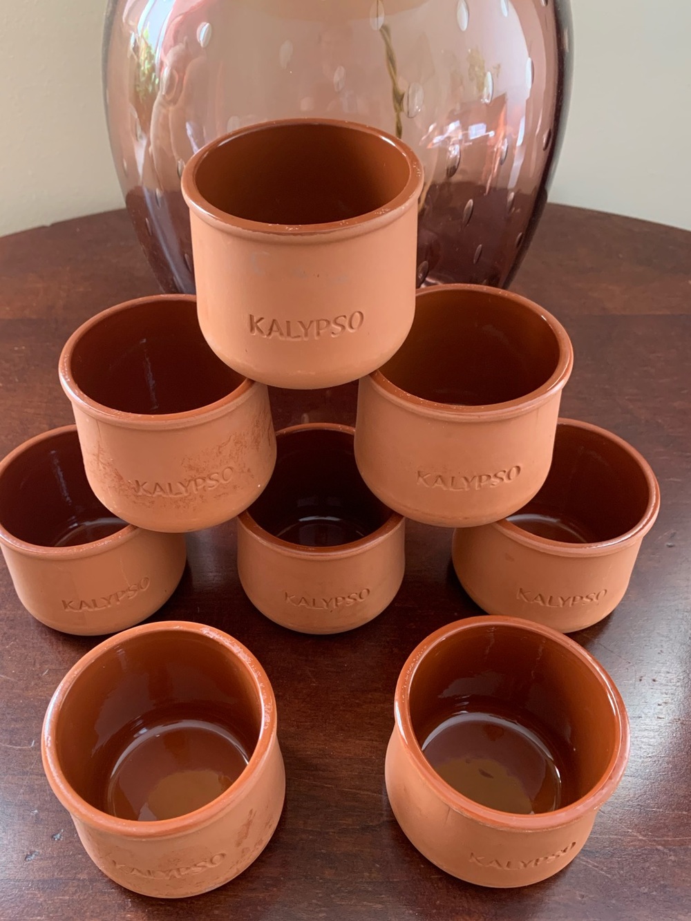 Set of 8 Cermer Kalypso Terra Cotta Ceramic Glazed Mini Pots